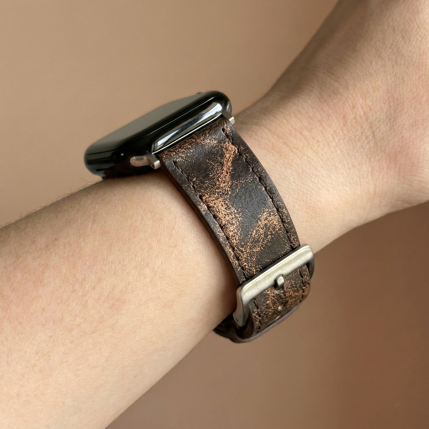 Apple Watch Hakiki Deri Kordon – Premium Gerçek Deri Kayış - KAHVERENGİ  - EL YAPIMI - YERLİ ÜRETİM