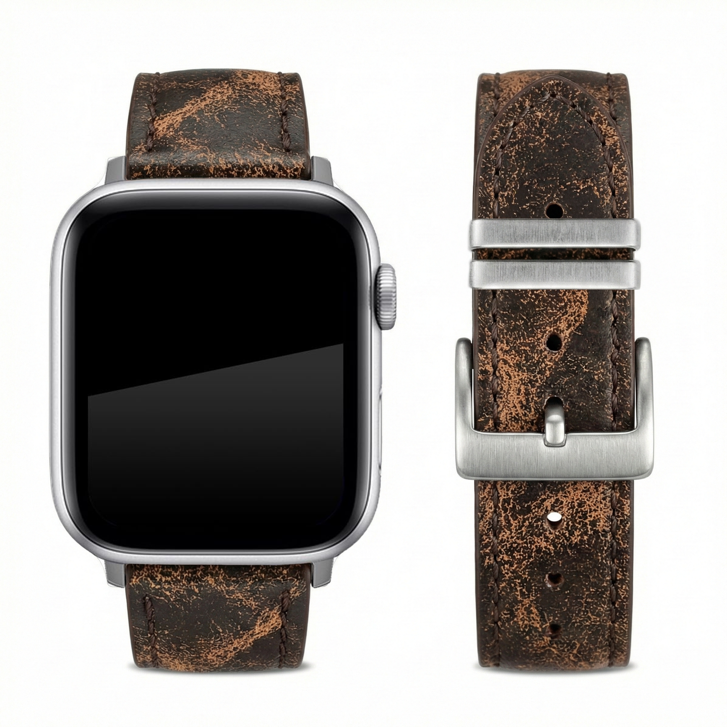 Apple Watch Hakiki Deri Kordon – Premium Gerçek Deri Kayış - KAHVERENGİ  - EL YAPIMI - YERLİ ÜRETİM