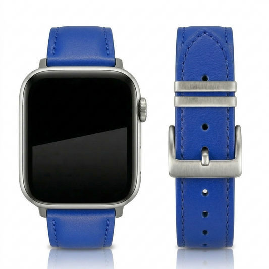 Watch Uyumlu Hakiki Deri Kordon – Premium Gerçek Deri Kayış – Royal Blue - MAVİ - EL YAPIMI - YERLİ ÜRETİM