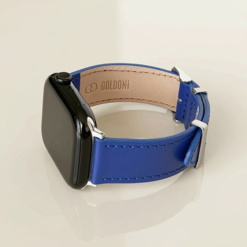 Watch Uyumlu Hakiki Deri Kordon – Premium Gerçek Deri Kayış – Royal Blue - MAVİ - EL YAPIMI - YERLİ ÜRETİM