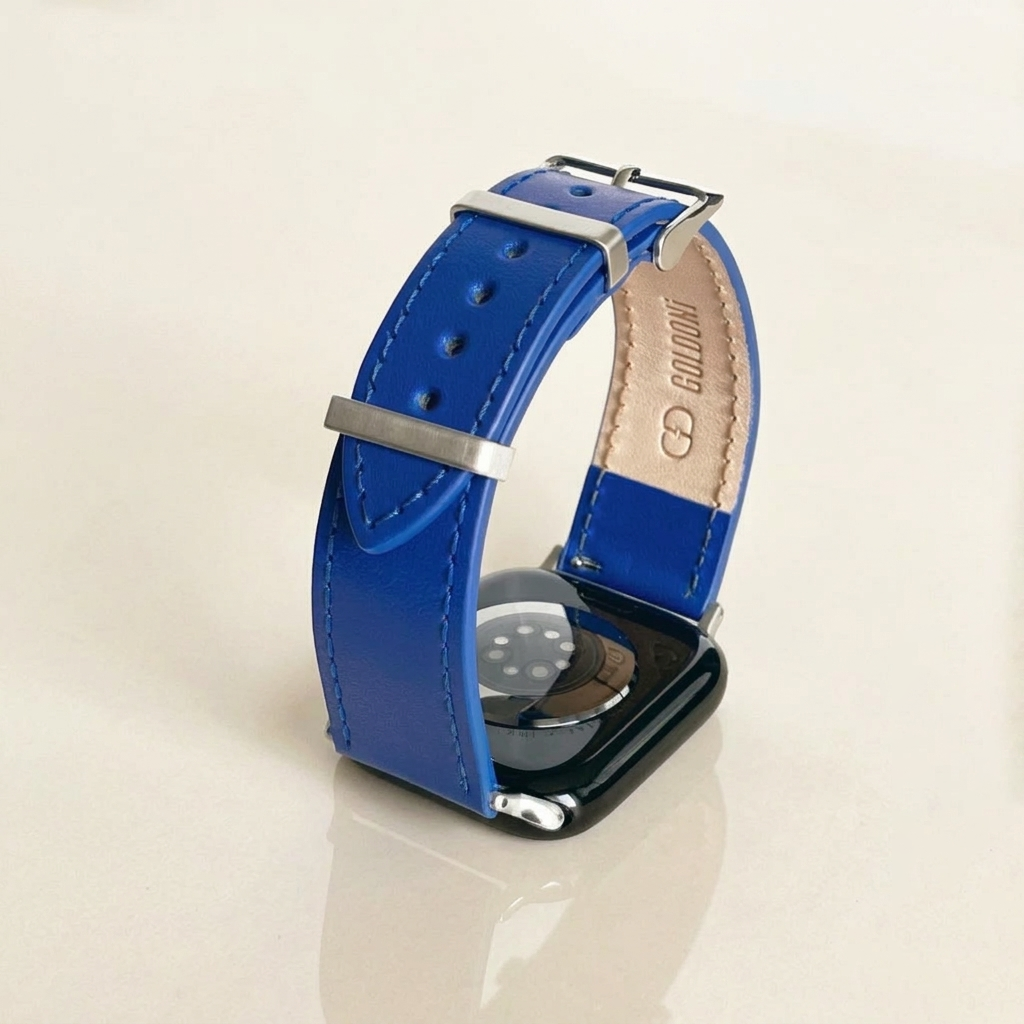 Watch Uyumlu Hakiki Deri Kordon – Premium Gerçek Deri Kayış – Royal Blue - MAVİ - EL YAPIMI - YERLİ ÜRETİM