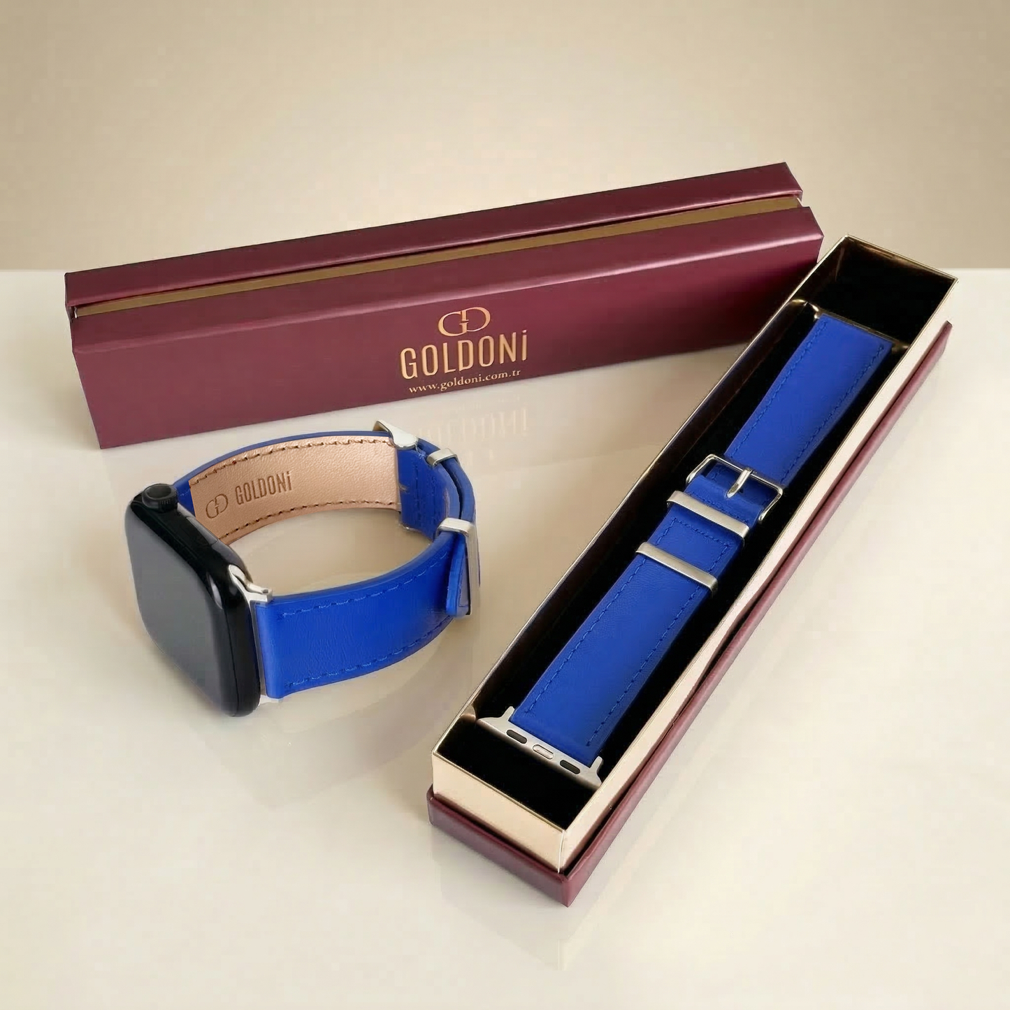 Watch Uyumlu Hakiki Deri Kordon – Premium Gerçek Deri Kayış – Royal Blue - MAVİ - EL YAPIMI - YERLİ ÜRETİM