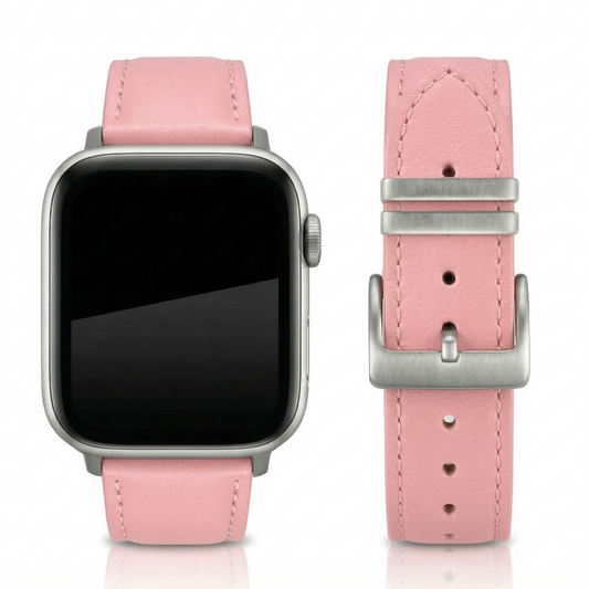 Watch Uyumlu Hakiki Deri Kordon – Premium Gerçek Deri Kayış – Blush Pink - PEMBE - EL YAPIMI - YERLİ ÜRETİM