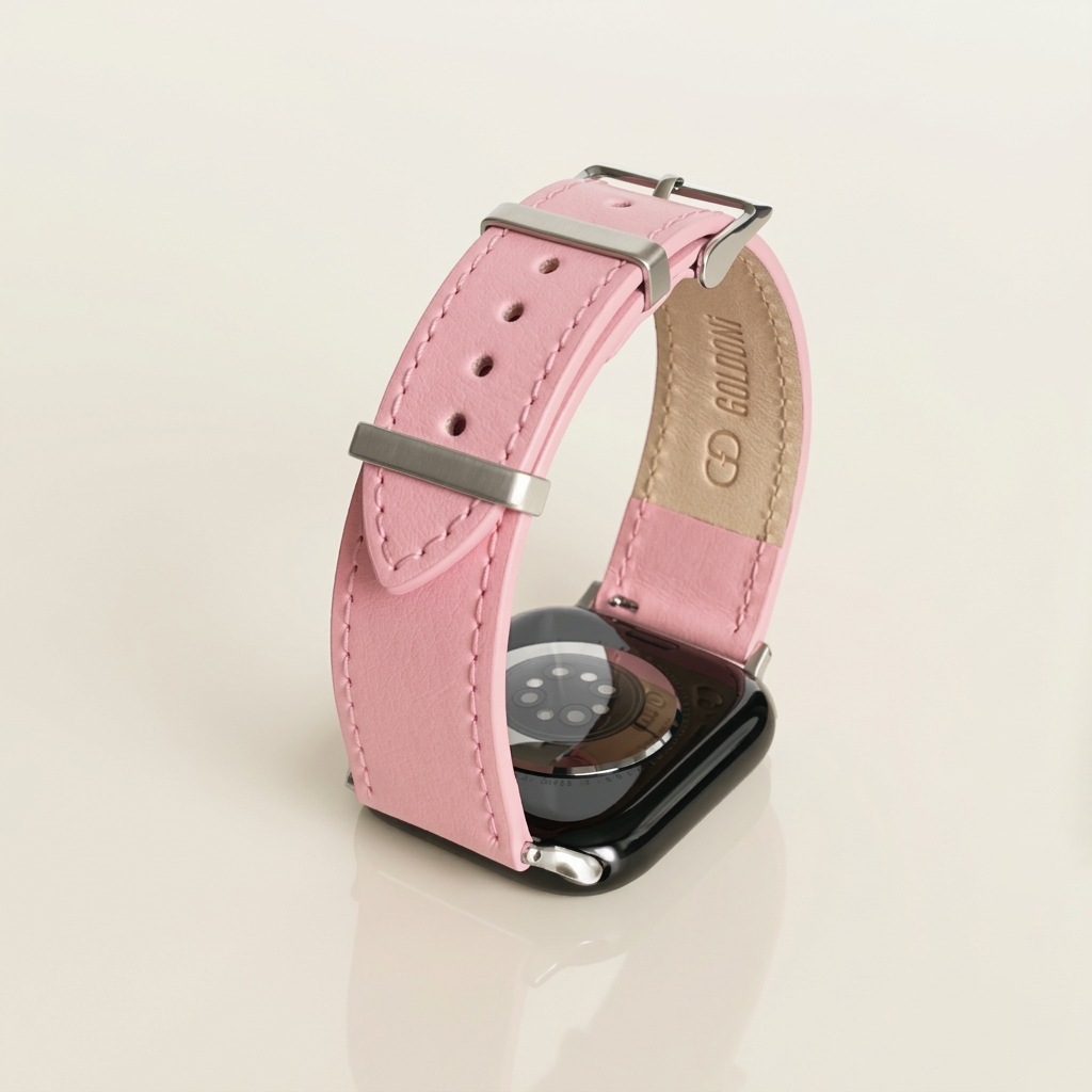 Watch Uyumlu Hakiki Deri Kordon – Premium Gerçek Deri Kayış – Blush Pink - PEMBE - EL YAPIMI - YERLİ ÜRETİM