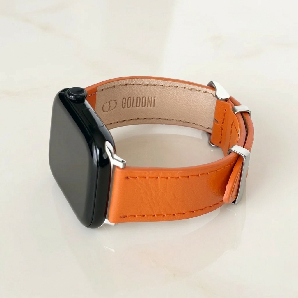 Watch Uyumlu Hakiki Deri Kordon – Premium Gerçek Deri Kayış –  Sport Orange - TURUNCU - EL YAPIMI - YERLİ ÜRETİM