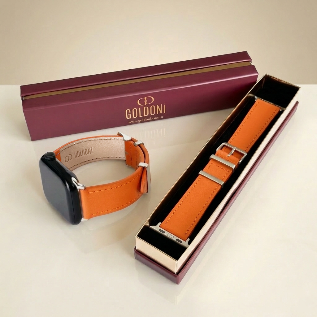 Watch Uyumlu Hakiki Deri Kordon – Premium Gerçek Deri Kayış –  Sport Orange - TURUNCU - EL YAPIMI - YERLİ ÜRETİM